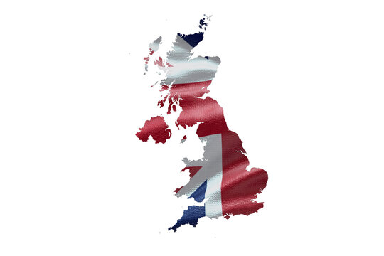 United Kingdom UK Map Outline Icon. PNG Alpha Channel. Country With National Flag