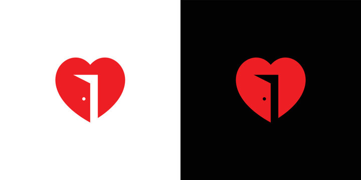 Unique and sweet heart door logo design