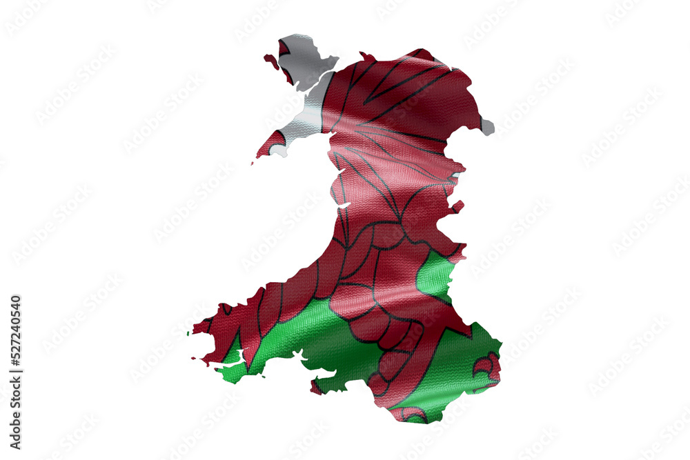 Wall mural wales map outline icon. png alpha channel. country with national flag