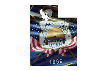 Utah state map shape with flag. PNG icon