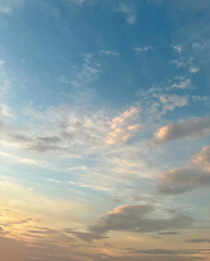 Naklejka na ściany i meble Beautiful view of cloudy sky over city in evening