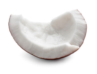 Piece of fresh ripe coconut isolated on white
