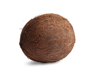 Fresh ripe whole coconut isolated on white
