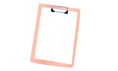 Clip File Holder watercolor style vector illustration isolated on white background. Clipboard with blank paper hand draw clipart