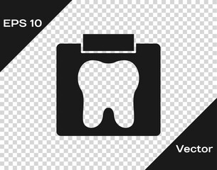 Black X-ray of tooth icon isolated on transparent background. Dental x-ray. Radiology image. Vector