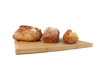 bread of different varieties isolated on a white background