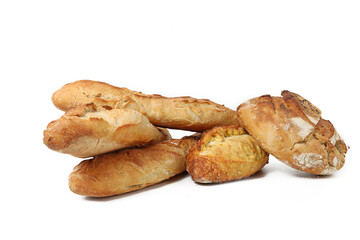 bread of different varieties isolated on a white background