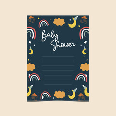 cute night theme baby shower card design