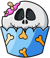skull pirate skeleton cartoon halloween cupcake colorful