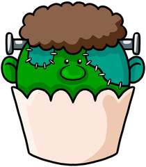 zombie cartoon halloween cupcake colorful