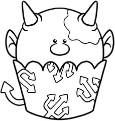 devil cartoon halloween cupcake coloring