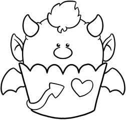 Obraz premium devil cartoon halloween cupcake coloring