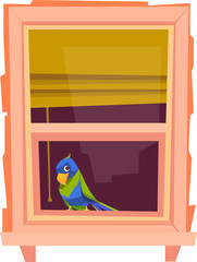 Parrot on windowsill