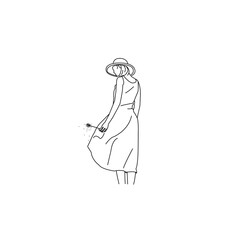 girl in a dress outline illustration