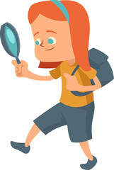 Girl with magnifying glass.