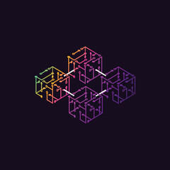 Blockchain technology concept modern icon. Symbol or logo element design with isometric. Vector illustration