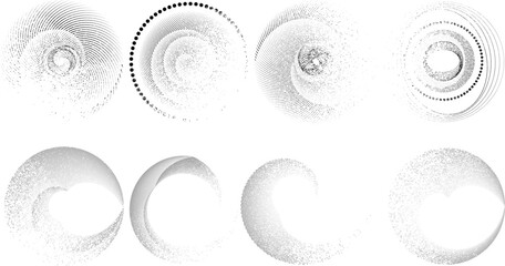 Grunge lines in Circle Form . Spiral Vector Illustration .Textured round Logo . Design element . Abstract Geometric circular shapes .Rotating grunge radial line. Concentric circles