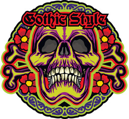 Gothic sign with skull, grunge vintage design t shirts