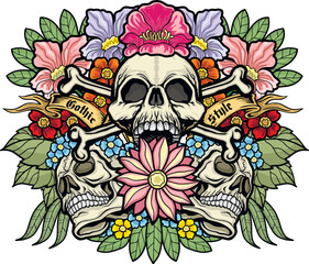 Gothic sign with skull, grunge vintage design t shirts