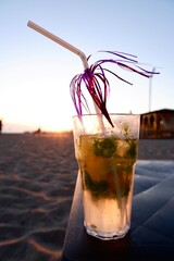 mojito cocktail on the beach