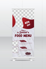 Food rollup banner design for restaurant. Modern Food Rollup Banner.