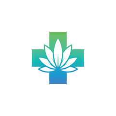 Medical Herbal Cannabis Marijuana Hemp Oil Logo Design Vector Inspiration