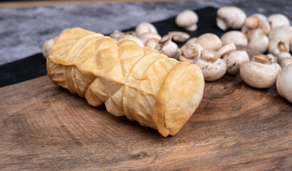 Traditional Polish oscypek, smoked cheese made of salted sheep milk. Dairy delicacy from Tatra Mountains region.