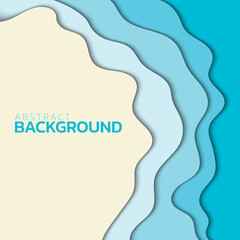 Paper cut background. Abstract sea wave background. blue paper cut waves. beach and sea wave concept. 