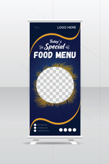 Food rollup banner design for restaurant. Modern Food Rollup Banner.