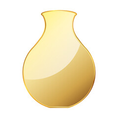 Golden vase. Shiny gold vase isolated on white background. Vector illustration.