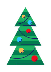 Illustration of Christmas tree. Happy New Year decoration. Holiday seasonal object.