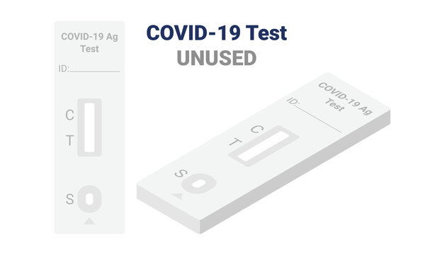 Unused or invalid COVID-19 rapid test kit flat design clipart. New antigen detection kit without result isometric vector illustration. Plastic self test kit for SARS-COV-2 detection cartoon style