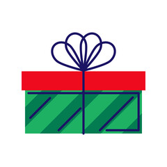 Illustration of Christmas gift box. Happy New Year decoration. Holiday seasonal object.