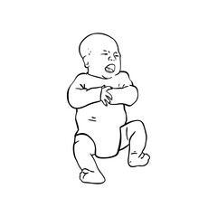 Outline crying baby illustration. Vector cartoon illustration