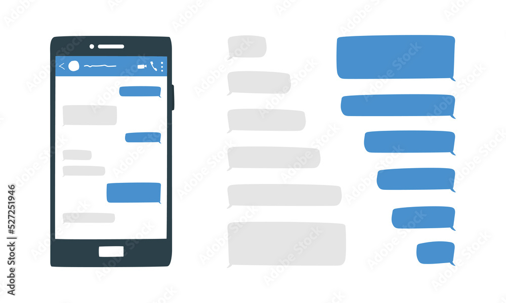 Wall mural blank message bubbles chat in cartoon style. empty chat bubbles vector design. blank sms text frame 