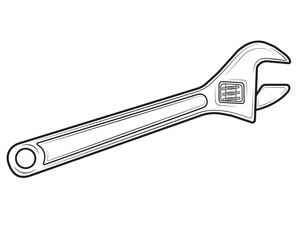 Metal adjustable wrench isolated on white background white background. Repair tool. Vector illustration