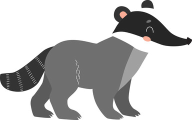 Print. Cartoon badger. Forest animal. cute badger	