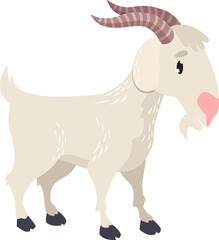Cartoon goat. Funny goat. Pet. Farm animal.