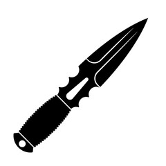 Hunting knife icon. Black knife icon isolated on white background. Vector illustration in flat design.