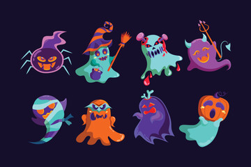 Halloween Ghost Collection Vector Illustration