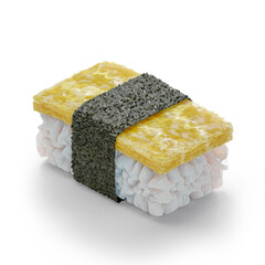 3d render illustration of Japanese food sushi fried egg