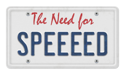 The need for speed license plate, isolated cutout on transparent background