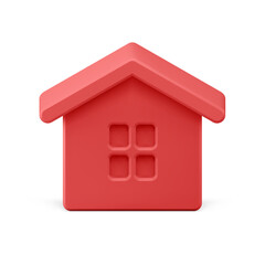 Classic red village house realistic Christmas tree decor toy for hanging 3d isometric vector