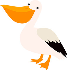 Cartoon pelican. exotic bird. cute pelican.