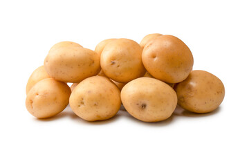 A group of fresh tasty potato isolated on white background.