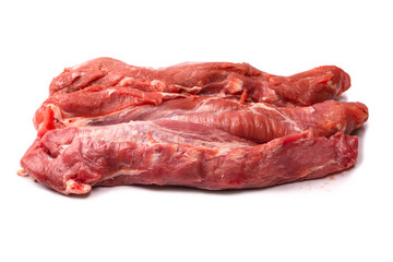 Raw pork tenderloin isolated on a white background.