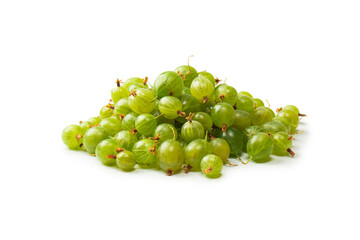 A group of gooseberries isolated on a white background.