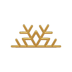 Luxury golden glossy snowflake half star ornamental decor for winter holiday realistic 3d vector