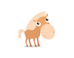 Cute vector horse. Farm animal. Pony. Little cute horse. Funny cartoon character.