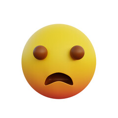3d illustration emoticon expression frowning face with open mouth